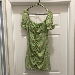 Vibrant Green and Pink Mini Dress